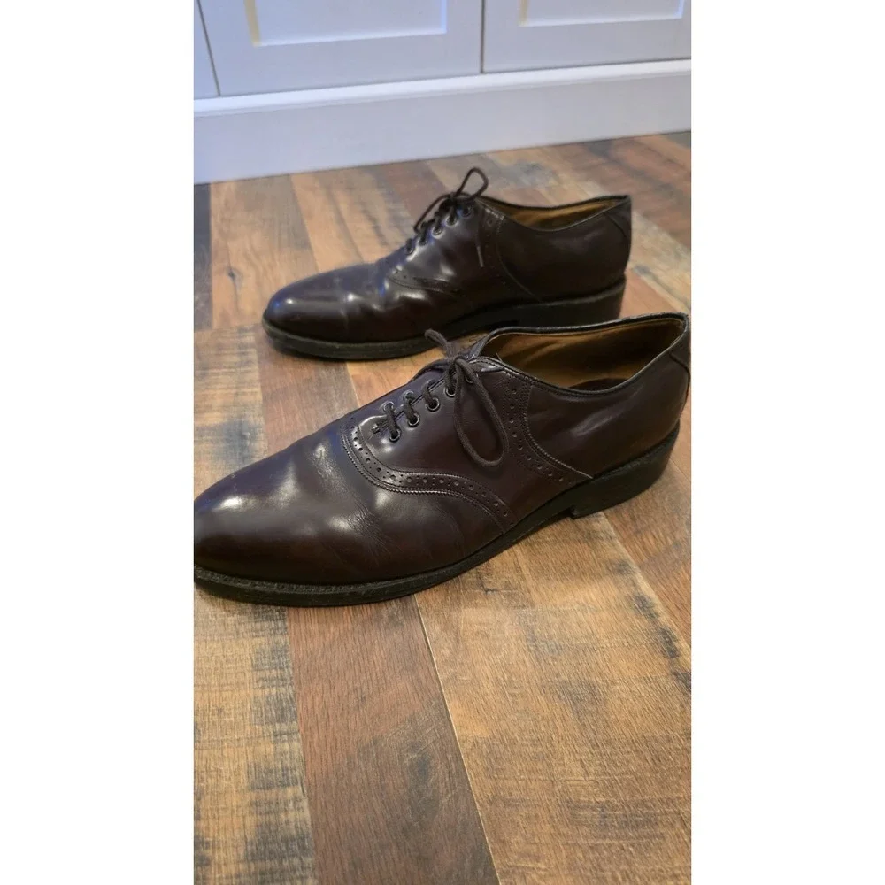 VTG Johnston & Murphy Dress Shoe Men 10.5 Oxblood Cap Toe Balmoral Oxford Brogue